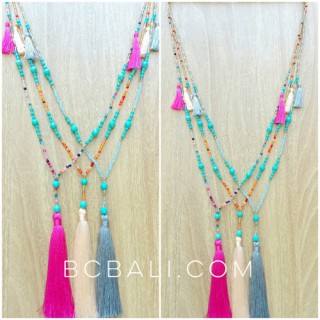 mixed beads necklace colorful tassels fashion design bulk free shipping